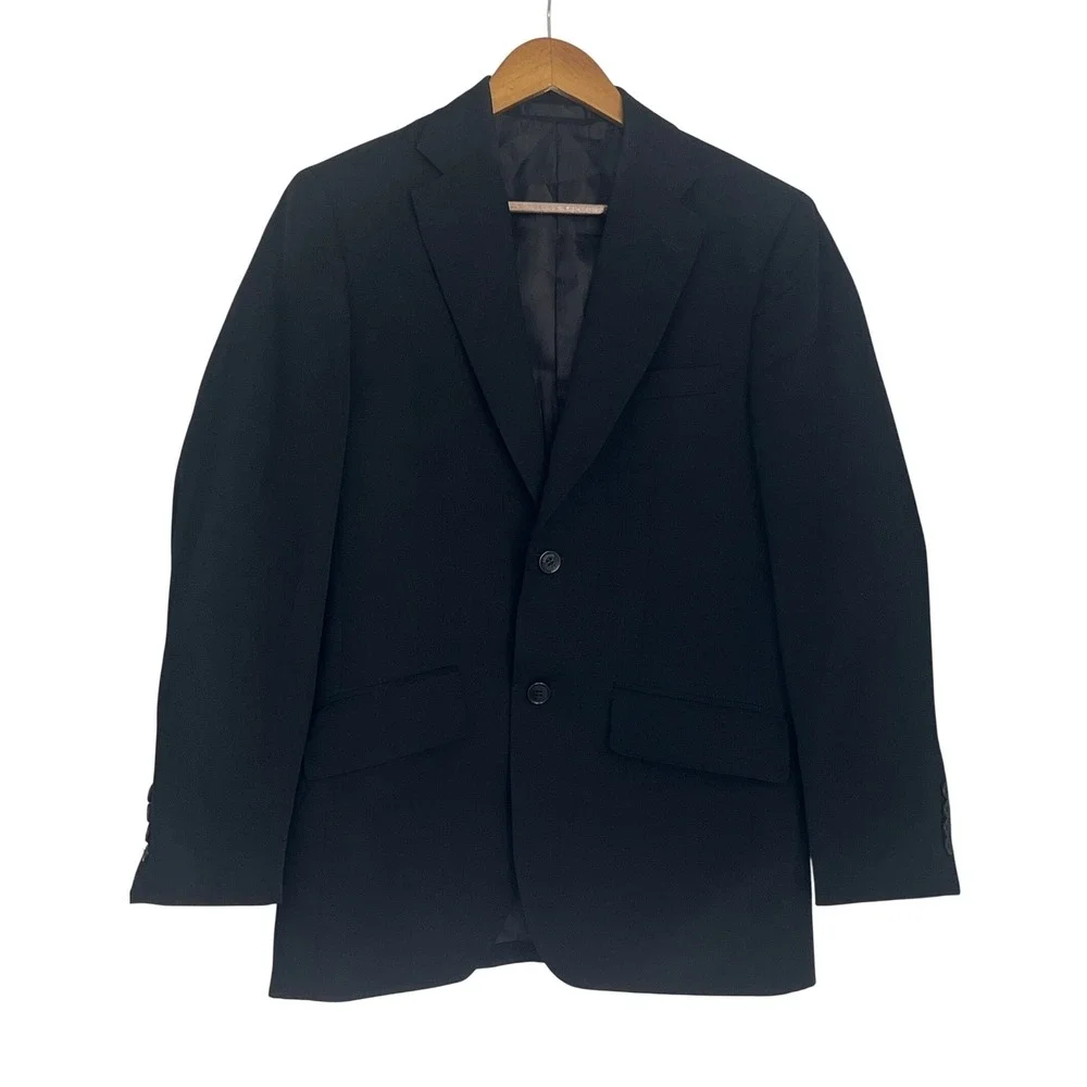 Armani Collezioni Black 100% Lane Wool Blazer Jacket Mens Size 40R‎